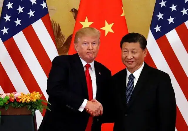 Presidente dos Estados Unidos, Donald Trump, e presidente da China, Xi Jinping, em Pequim
